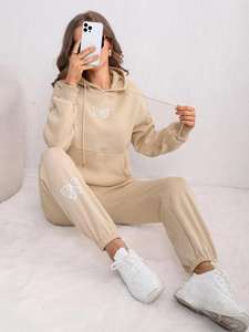 Ensemble de shorts décontractés en molleton uni pour femmes, automne, OEM, haute qualité, en gros - Product Image 3