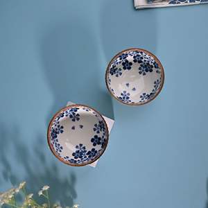Floral Ribbed Porcelain Bowls Eco-Friendly Soup Cereal Bowls <b>Microwave</b> Oven Safe <b>Set</b> of 2 for Food Serving Dessert Serving - Product Image 4