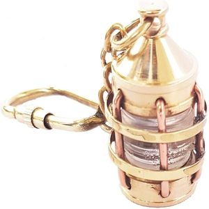Polished Brass Lantern Keychain Nautical Lamp Keyring <b>Key</b> <b>Tag</b> Gift - Product Image 1