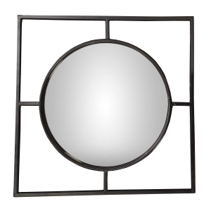 New Modern Black Square Wall <b>Mirror</b> with Durable Iron Geometric <b>Frame</b> Metal Material for Room Decor - Product Image 1