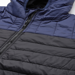 Men's Black Hooded Quilted <b>Jacket</b> Stand Collar Zipper Closure Streetwear Winter Slim Fit Thick Polyester Wadding Regular Length - Product Image 6