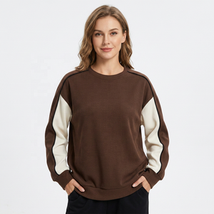Sudadera de Hombre Oversize Marrón con Manga Raglán, Cuello Redondo, Tejida, Casual, Color Sólido, para Otoño - Product Image 4