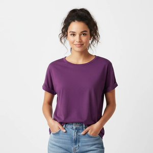 T-shirt uni à manches courtes pour femme – Confortable et décontracté, col rond, séchage rapide, très demandé - Product Image 1