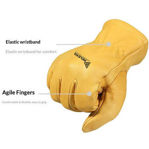 Gants de conduite en cuir jaune pour homme avec logo personnalisé, gants de moto en cuir pleine main - Product Image 4