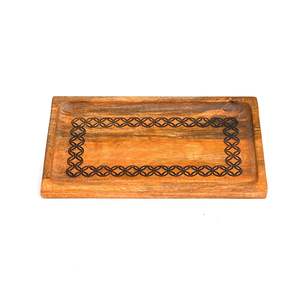 Bandeja de Madera Rectangular para Servir, Bandeja de Madera Natural Decorativa para Aperitivos, Té, Café, Desayuno, para la Cocina o la Mesa del Comedor - Product Image 2