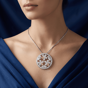 Colgante floral de diamante cultivado en laboratorio, collar con halo de flores de diamantes blancos y amarillos, elegante joyería fina para mujer, regalo. - Product Image 1