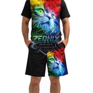 Conjunto de Camiseta y Pantalones Cortos Deportivos Sublimados Personalizados, Secado Rápido, Transpirable, 100% Algodón, Uniforme de Entrenamiento de Baloncesto para Hombre - Product Image 5