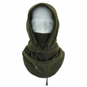 Adjustable Olive Green Balaclava Hoodie Unisex Adult Outdoor Full Face <b>Neck</b> <b>Warmer</b> 100% Polyester Plush Style - Product Image 1