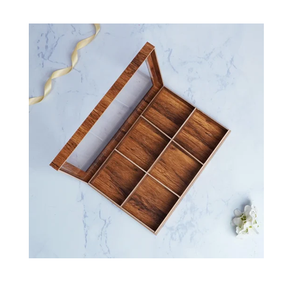 Boîte à fruits secs en bois moderne et durable avec couvercle élégant en acrylique, multi-compartiments, pour le rangement de cuisine - Vente en gros - Product Image 5