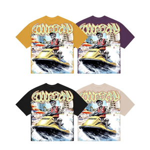 T-shirt à manches courtes pour homme Gooddestiny, imprimé squelette jaune et violet, style streetwear, coton, col rond, coupe classique - Product Image 6