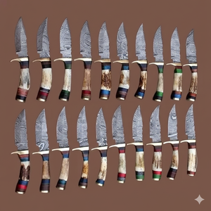 Couteau de chasse artisanal en acier Damas de 8 pouces, manche en corne de cerf, dureté 58HRC, garantie 3 ans, DIY, industriel, OEM/ODM, avec clip - Product Image 4