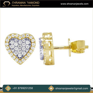 Boucles d'oreilles tendance en argent 925 plaqué rhodium avec moissanite, forme cœur romantique, cadeau d'anniversaire pour femme - Product Image 2