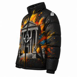 Veste matelassée élégante à imprimé arc-en-ciel et motif temple, pour la fraternité maçonnique, vêtements grecs et insignes maçonniques du patrimoine - Product Image 3