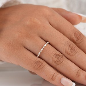 Minimalist Marquise And Round Cut Diamond Half Eternity Band <b>Ring</b> Lab Grown 10K Yellow Gold Wedding Bridal Gift For Party Charms - Product Image 6