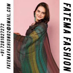 FATEMA FASHION Sari indien non cousu 1M en soie Zari imprimé motif Rangoli couleur pêche pour femme, tenue de soirée, intemporel et lavable - Product Image 2