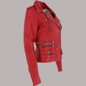 Chaquetas de cuero rojo para mujer - Product Image 1
