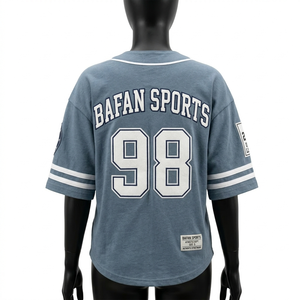 Maillot de baseball pour femmes, 190 GSM, polyester de haute qualité, évacuation de l'humidité, rayures bleues et blanches, logo sublimé, maillot de baseball pour femmes - Product Image 2