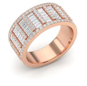 Luxury Mens Diamond <b>Ring</b> 14K White Gold Hip Hop Baguette <b>Iced</b> Out Band Premium Statement Jewelry for Men Party Wear - Product Image 2