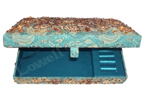 Handmade <b>Rectangular</b> Embroidered Box Cotton Fabric Floral Design Home Decoration Accessory - Product Image 3