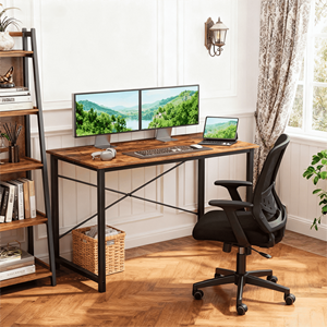 Scrivania da Gaming in Legno Massello da 40 Pollici, Tavolo Moderno per Ufficio Domestico e Spazi Ristretti, Marrone Ruggine - Product Image 1