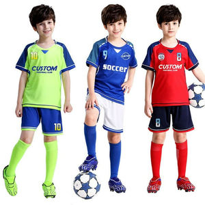 Maillot de football unisexe personnalisé léger et confortable pour enfants, séchage rapide, écologique, 100 % polyester, marque d'équipe, idéal pour l'été - Product Image 1