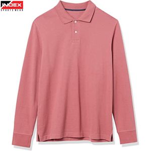 เสื้อโปโลแขนยาวคุณภาพสูงสำหรับผู้ชาย ผ้าคอตตอนผสม สวมใส่สบาย พร้อมบริการสกรีนโลโก้ รับผลิตแบบ OEM ODM จำนวนมาก - Product Image 1