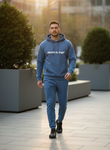 Chándal de Invierno para Hombre, Estilo Urbano, con Diseño de Logotipo Personalizado, Pedrería, Lavado Ácido, 100% Algodón - Product Image 5