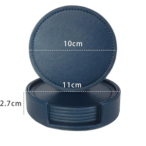 <b>Set</b> of 6 Leather Coasters with 1 Holder for Drinks, Drink Coasters Table Coaster Room Kitchen Living Room Accessories - Product Image 5