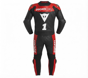 Combinaison de course sur circuit professionnelle pour homme Rucati / Traje sur mesure en cuir de vache/crocodile avec protection de niveau 2 - Product Image 2