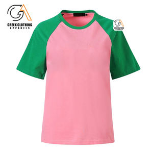 Camiseta de Algodón Suave con Ribete a Rayas Alpha Kappa, Ropa de Sororidad, Logotipo Bordado, Ajuste Cómodo, Talla Real - Product Image 1