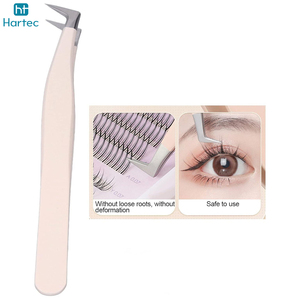 Pinzas Profesionales de Punta Dividida para Extensiones de Pestañas, Instrumento de Belleza Ergonómico Color Crema, Pinzas de Alta Precisión con Punta Afilada - Product Image 4