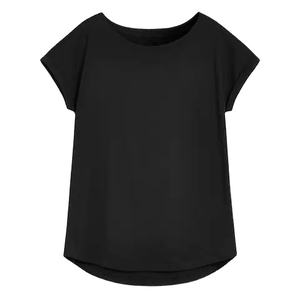 Premium femmes toutes saisons décontracté élégant col rond écologique été à manches courtes couleur noir utilisation extérieure vêtements de mode - Product Image 1