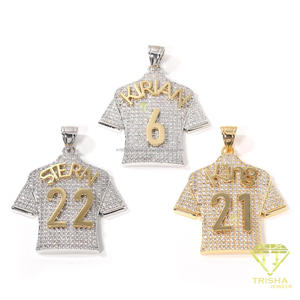 Moissanite Diamond Number 6 <b>Sports</b> <b>Jersey</b> Pendant Necklace With Custom Name Detail Rose Gold Tone Sparkling Statement Jewelry - Product Image 3