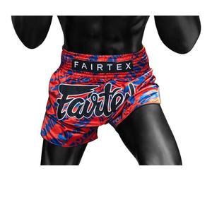 กางเกง MMA Fairtex สำหรับผู้ใหญ่ ลายเปลวไฟสีแดงน้ำเงิน ทรงปกติ ระบายอากาศได้ดี ทนทาน ผลิตจากโพลีเอสเตอร์ 140 กรัม - Product Image 2