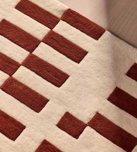 Alfombra moderna geométrica de lana y acrílico, rectangular, hecha a mano, antideslizante, para sala de estar, de pelo medio, con base de látex. - Product Image 2