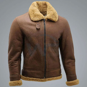 Leather Latest Style <b>Shearling</b> <b>Jacket</b> <b>Men's</b> Warm Casual Winter <b>Jacket</b> With Faux <b>Shearling</b> Collar And Inner Lining - Product Image 6