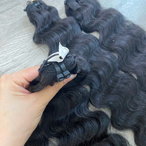 Precio de fábrica 100% Raw Virgin Vietnamita Trama humana Paquete de encaje Onda profunda Color negro natural Super Doble Extensiones de cabello dibujado - Product Image 6