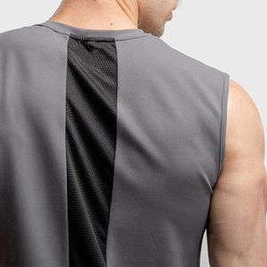 Débardeur de sport uni de qualité, côtelé, col carré, pour homme, idéal pour la gym et le fitness - Product Image 6
