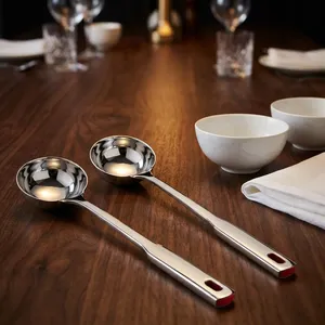 ชุดทัพพีสแตนเลส 2 ชิ้น ด้ามยาว สำหรับตักน้ำซุป ซอส แกง อาหาร ใช้ในครัว - Product Image 6