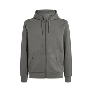 Sweat-shirt en molleton décontracté à fermeture éclair pour homme adulte, confortable, 270 GSM, automne, uni, manches longues, écologique, respirant - Product Image 1