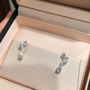 Boucles d'oreilles en diamant de laboratoire en forme de poire, or blanc massif 14 carats, boucles d'oreilles convertibles en diamant pour femmes, bijoux minimalistes - Product Image 1