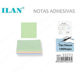 Ilan Grid Sticky Notes 76x76mm 100 Fogli Colori Assortiti - Product Image 1