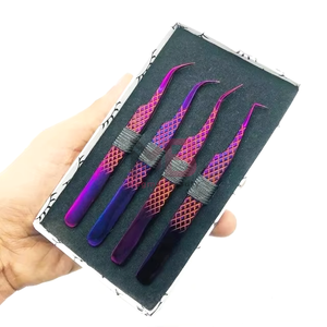 Pince à cils Plasma Purple, vente en gros, testée à la main, haute qualité, acier inoxydable japonais, poignée diamantée, pince à cils pour extensions - Product Image 1