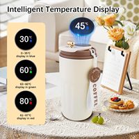 Mug à café portable, gobelet isotherme en acier inoxydable avec affichage de la température, mug à café intelligent isolé avec couvercle pour le stockage à froid en été, en voiture