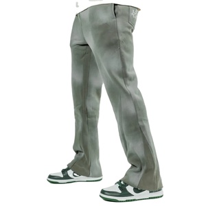 2025 personnalisé lavé à l'acide pantalon évasé de haute qualité Vintage coton pierre lavage pantalons de survêtement évasés pour hommes Streetwear plat respirant - Product Image 1
