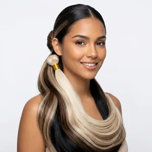 ผมต่อแบบตรง Remy แท้ สีดำ น้ำตาล บลอนด์ ขาว สำหรับทำวิกผม ใช้ในร้านเสริมสวย ต่อผมแบบสั่งทำ - Product Image 5