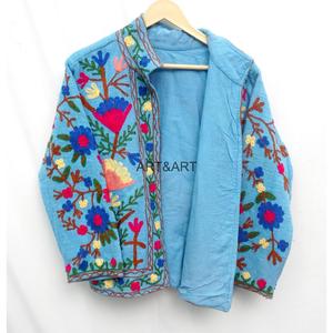 Chaqueta Bordada a Mano con Diseño Floral, Estilo Boho para Mujer, Cuello Abierto, Largo Regular, Ropa de Primavera - Product Image 4
