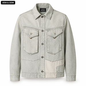 Custom Washed Denim <b>Utility</b> Trucker <b>Jacket</b> 100% Organic Cotton Eco-Friendly Windproof <b>Men's</b> OEM ODM Private Label Manufacturer - Product Image 3