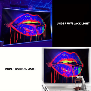 1pc QD_VIVIOS Grande Tapisserie Murale Fluorescente Activée par la Lumière UV/Noire pour Décorations de Fête - Product Image 4