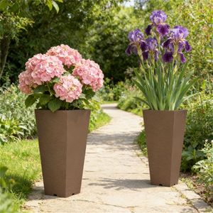 Set di 2 Vasi e Fioriere in Plastica Marrone - Product Image 2